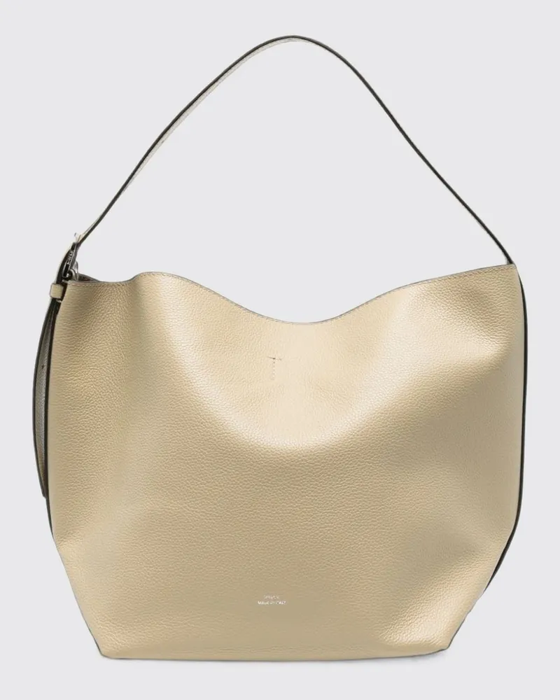 Totême Mittelgroße Tote-Bag aus genarbtem Leder mit verstellbarem Griff Beige