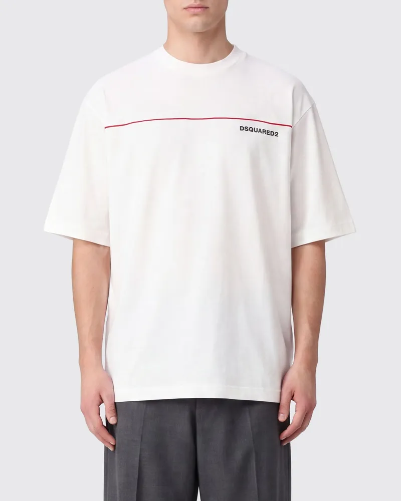 Dsquared2 Baumwoll-T-Shirt mit Kontrast-Logo Weiß