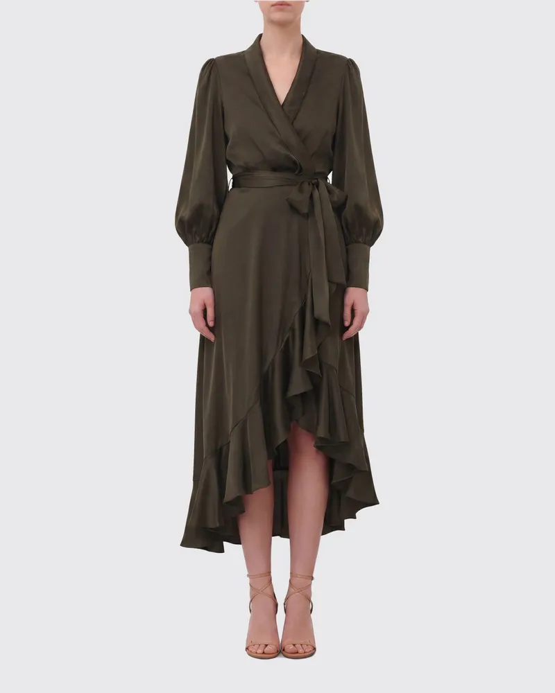 Zimmermann Wickelkleid aus Seide Grün