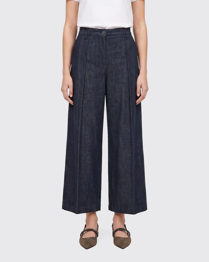 Brunello Cucinelli Cropped Fit Baumwollhose Blau