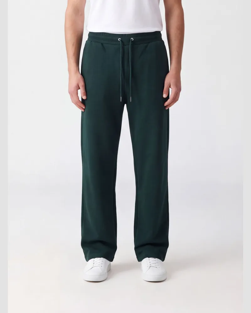 AMI Paris Jogginghose aus Baumwolle mit geradem Bein und gesticktem Logo Grün