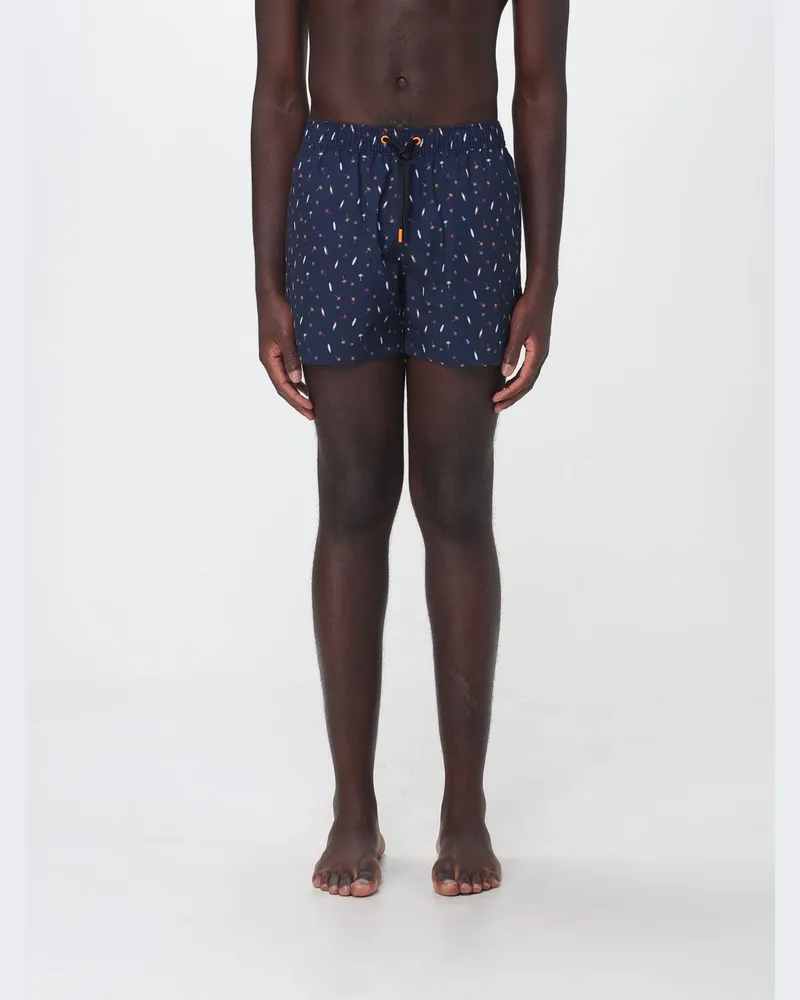 Save The Duck Badeshorts mit Grafikdruck und elastischem Kordelzugbund Blau