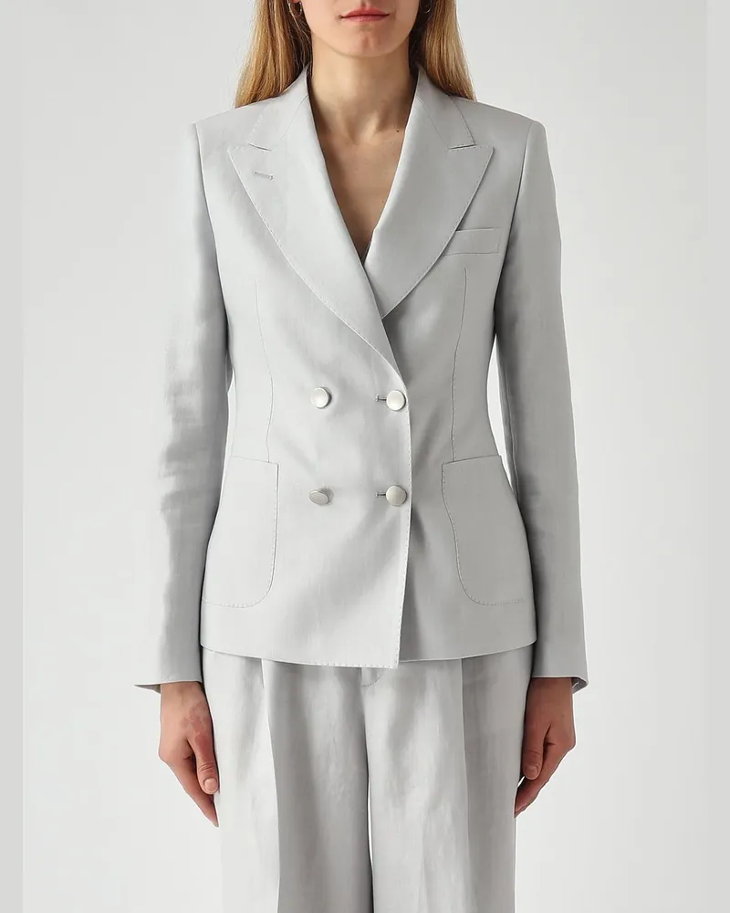 Tagliatore Zweireihiger Leinen-Blazer Perle