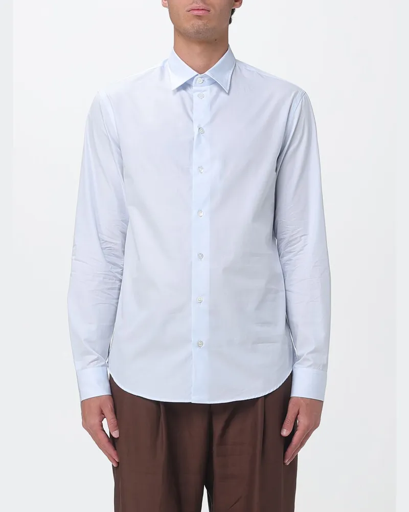 Emporio Armani Klassisches Baumwollhemd Hellblau