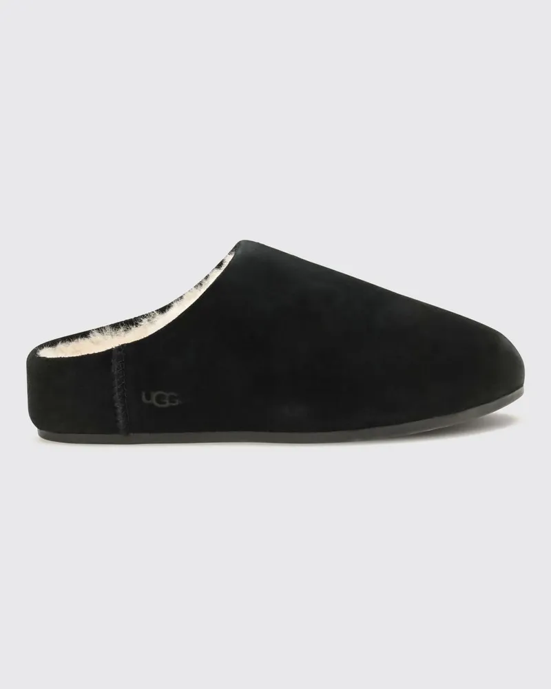UGG Sabot-Mules Elea aus Veloursleder mit Woll-Innenausstattung Schwarz