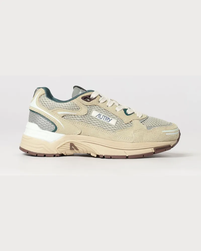 AUTRY Zweifarbige Hyperway Sneaker aus Leder und Mesh mit Cut-Out-Logo Beige