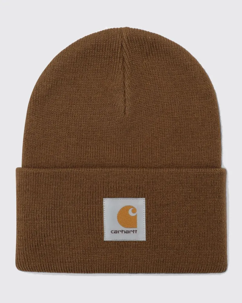Carhartt WIP Acryl-Beanie mit gesticktem Logo und Umschlag Camel
