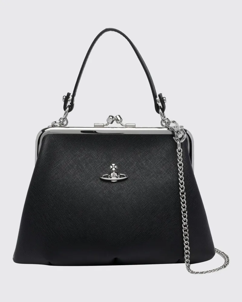 Vivienne Westwood Granny Frame Purse Mini-Tasche mit Saffiano-Monogramm Schwarz