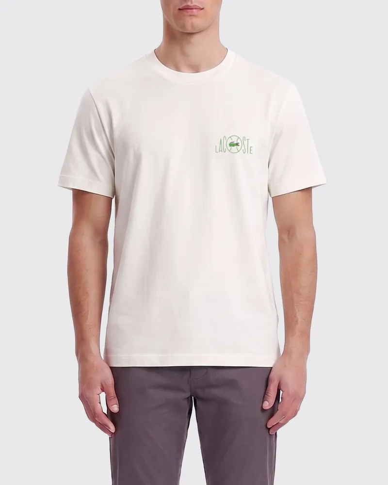 Lacoste Bedrucktes Baumwoll-T-Shirt Weiß