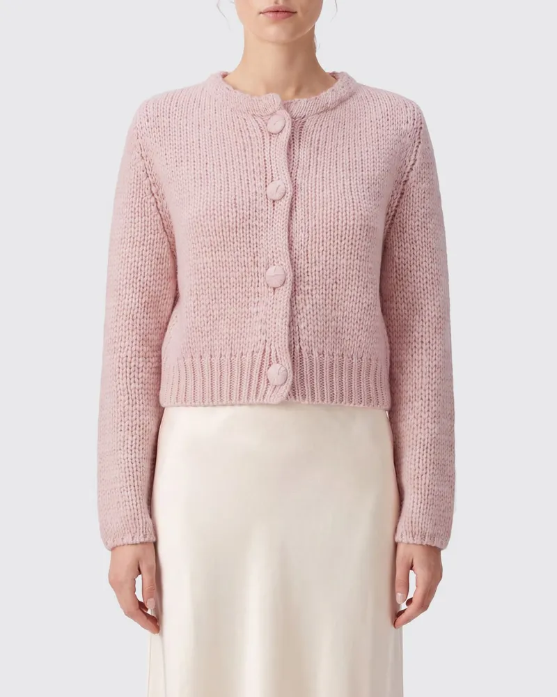forte_forte Rundhals-Cardigan aus Seide, Mohair und Kaschmir-Mischung Milch