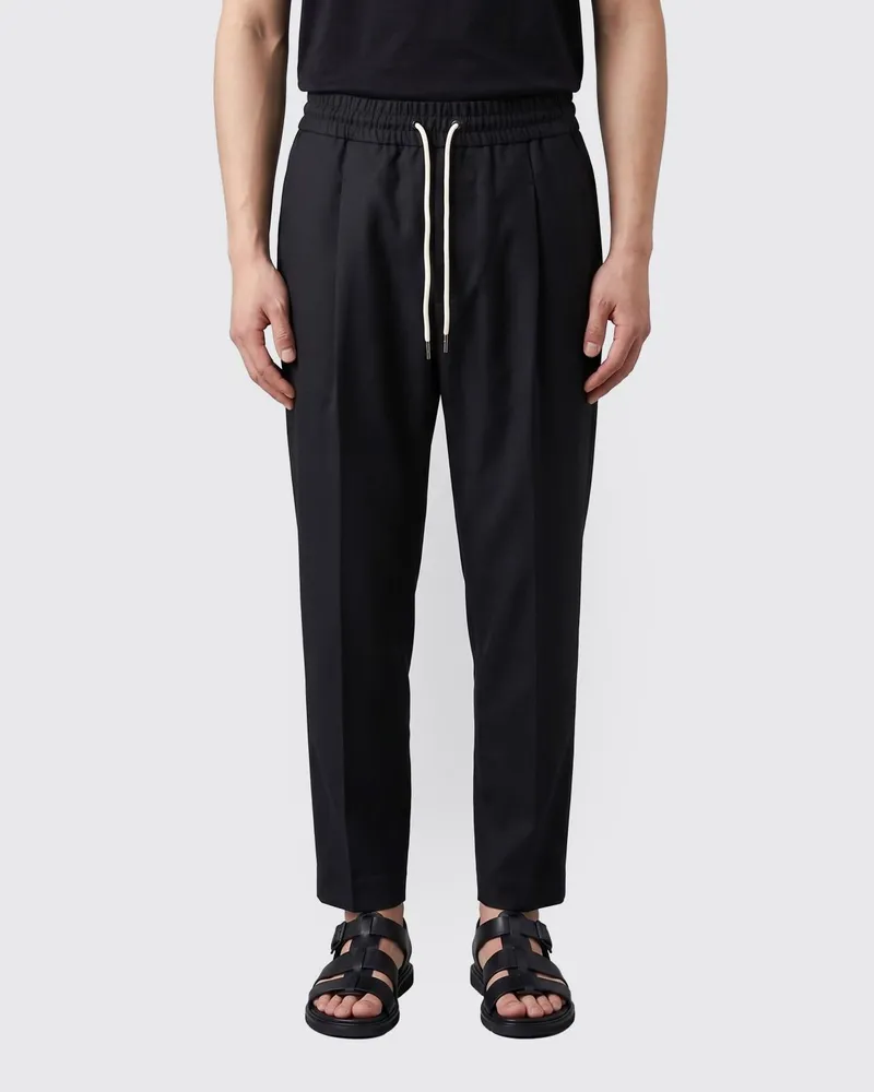 Drôle de Monsieur Cropped-Jogginghose aus Wollmischung mit Kordelzug Schwarz