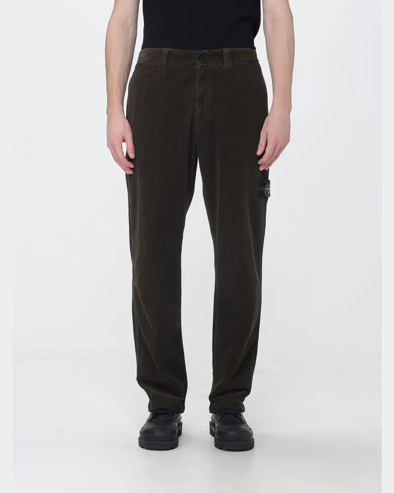 Stone Island Chino-Hose aus Samt mit Compass-Logo-Patch Grau