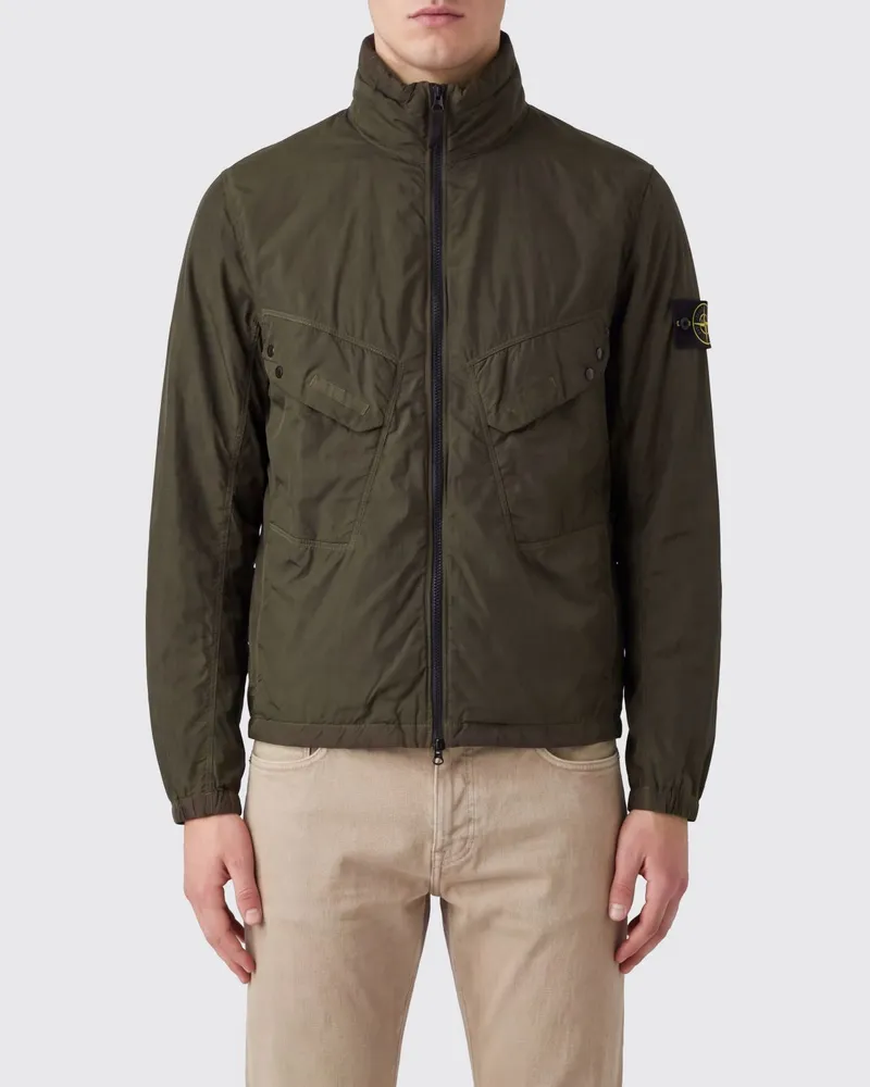 Stone Island Ultraleichte Windbreaker-Jacke aus recyceltem Nylon mit Logo-Patch Braun