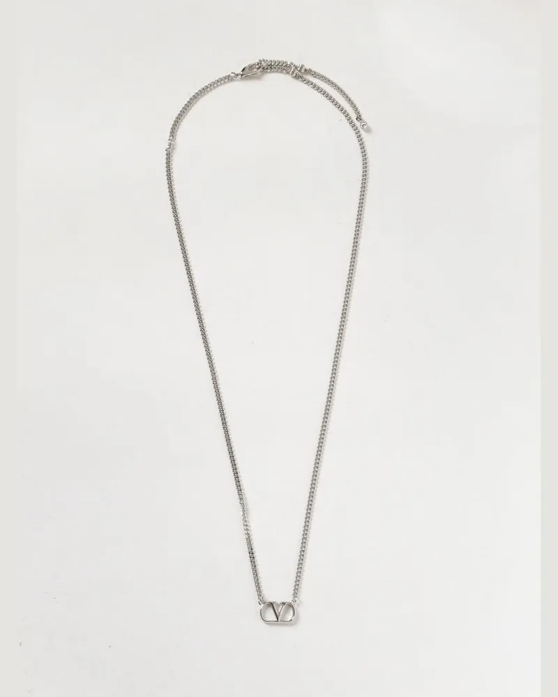 Valentino Garavani VLogo Signature Halskette aus verchromtem Messing Silber