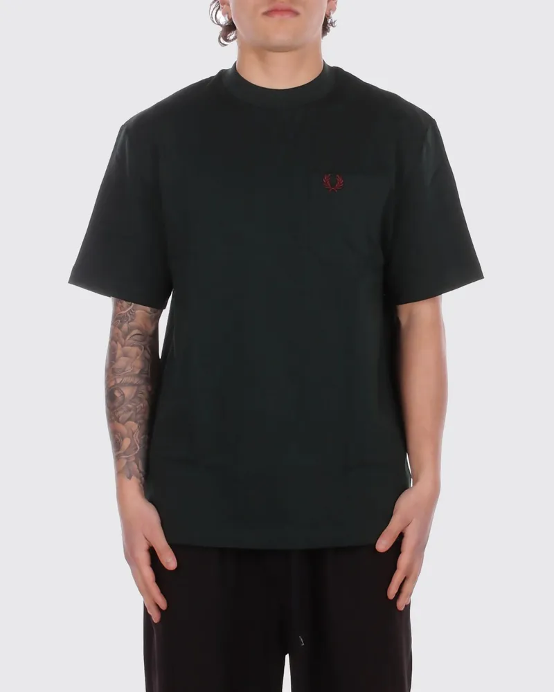 Fred Perry Baumwoll-T-Shirt mit Logo Grün
