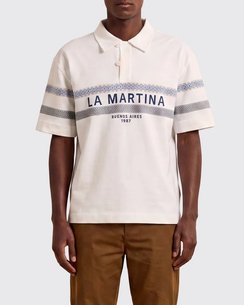 La Martina Baumwoll-Polo mit Logo Weiß
