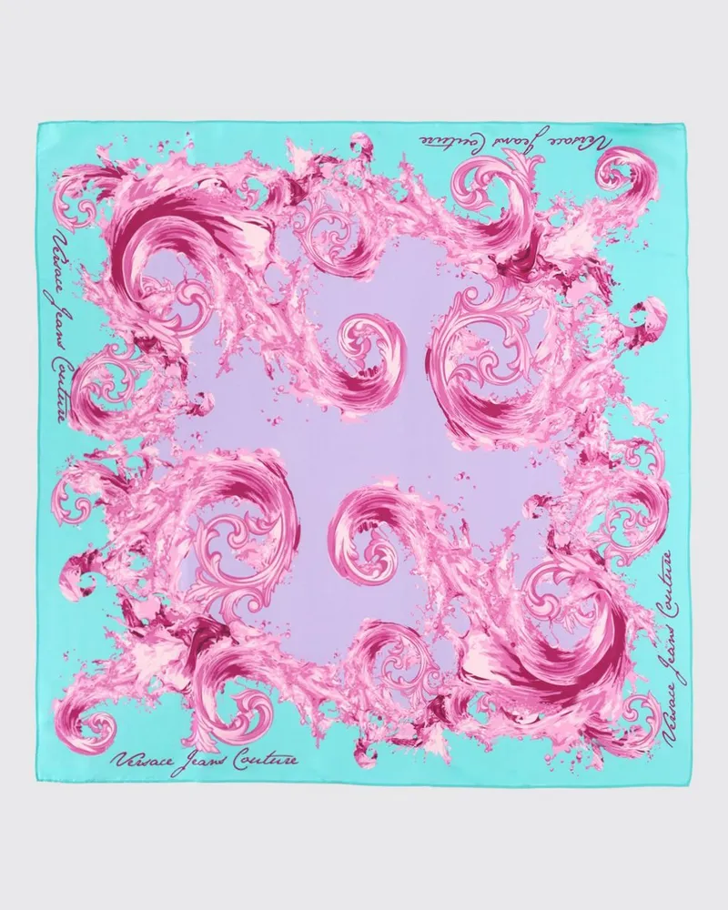 Versace Jeans Seidenfoulard mit Barock-Print Hellblau