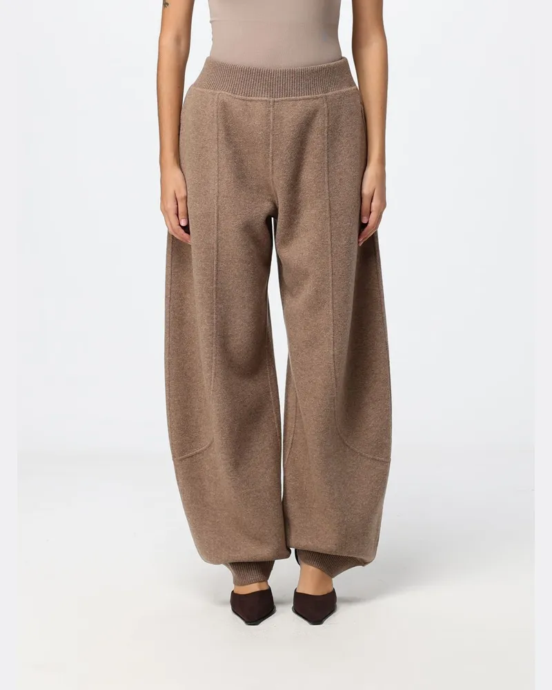 Max Mara Weit geschnittene Strickhose von aus Wolle und Kaschmir Beige