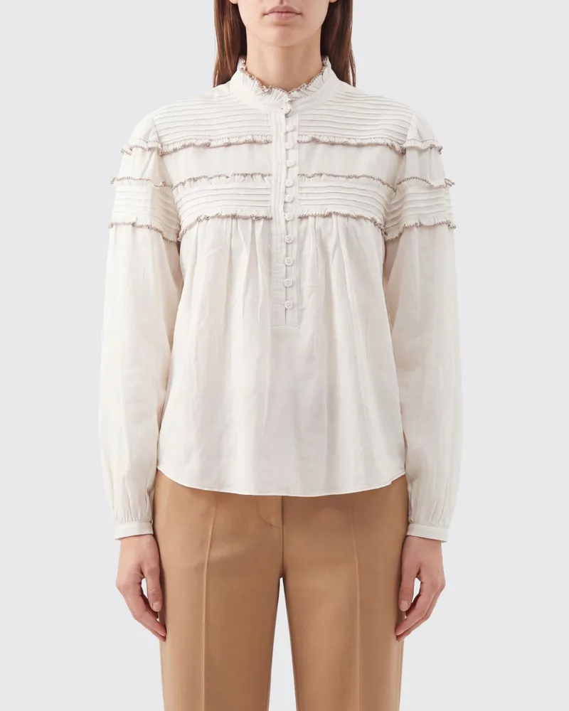 Étoile Isabel Marant Baumwollhemd mit Rüschen und Stehkragen Weiß