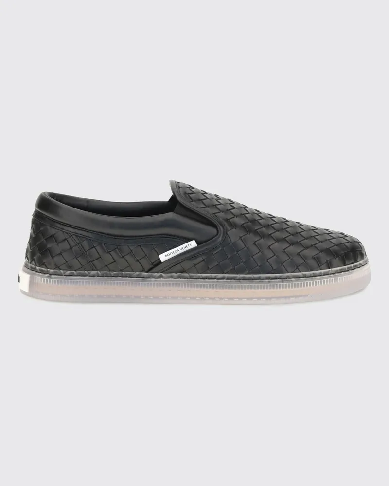Bottega Veneta Slip-On-Sneakers aus Leder mit Intrecciato-Flechtung Schwarz