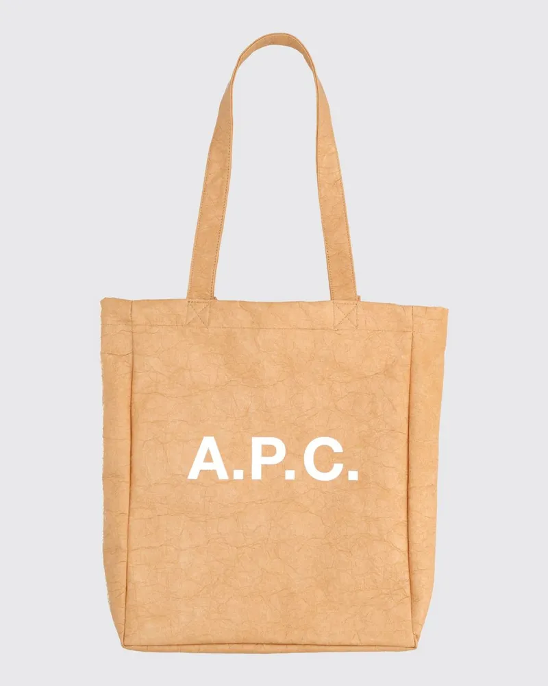 A.P.C. Große Polypropylen-Tragetasche mit Kontrastlogo Beige