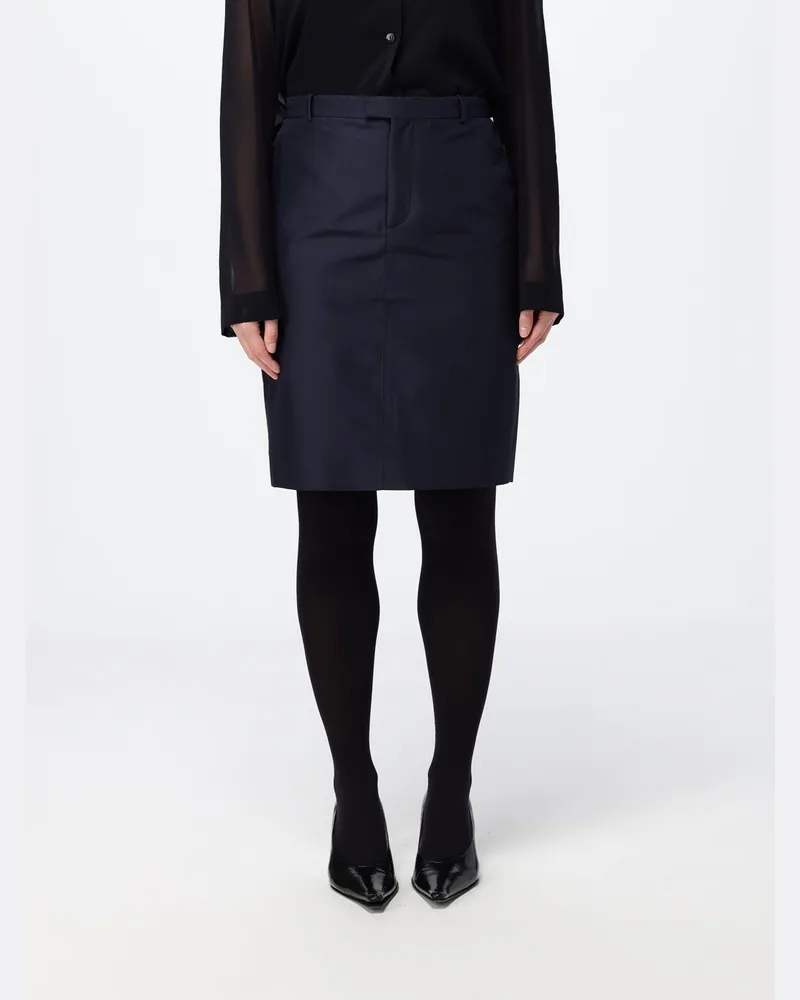 Gucci Seiden-Bleistift-Minirock mit hoher Taille und versetztem Verschluss Tinte