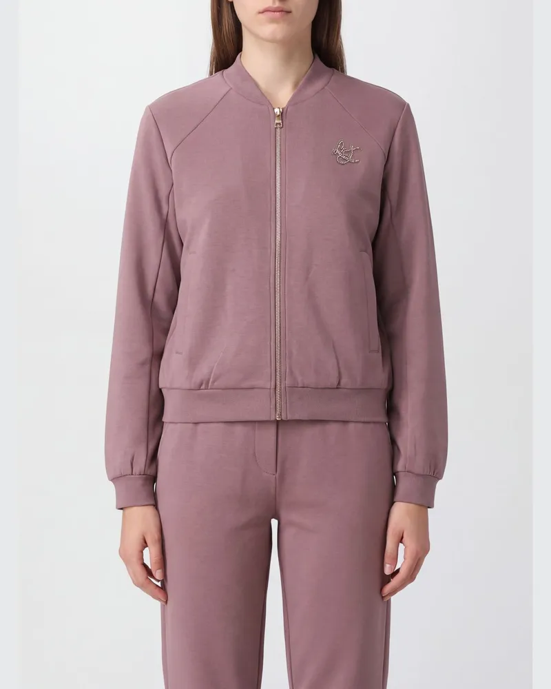 Liu Jo Sweatjacke aus Baumwollmischung von mit Strass-Logo Pink