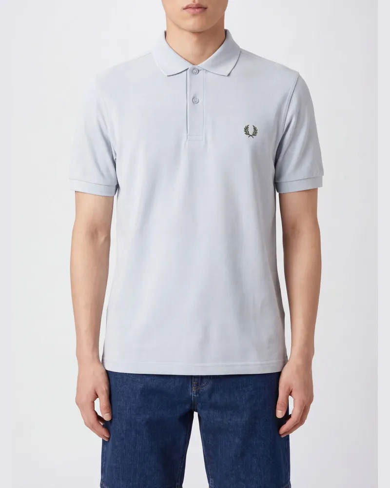 Fred Perry Kurzarm-Poloshirt aus Baumwolle mit gesticktem Brustlogo Blau