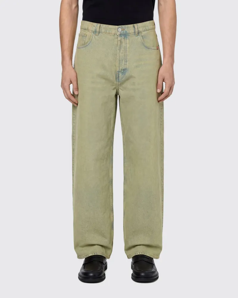 Amish Wide Leg Five-Pocket-Jeans aus Baumwoll-Denim mit mittlerer Leibhöhe Blau