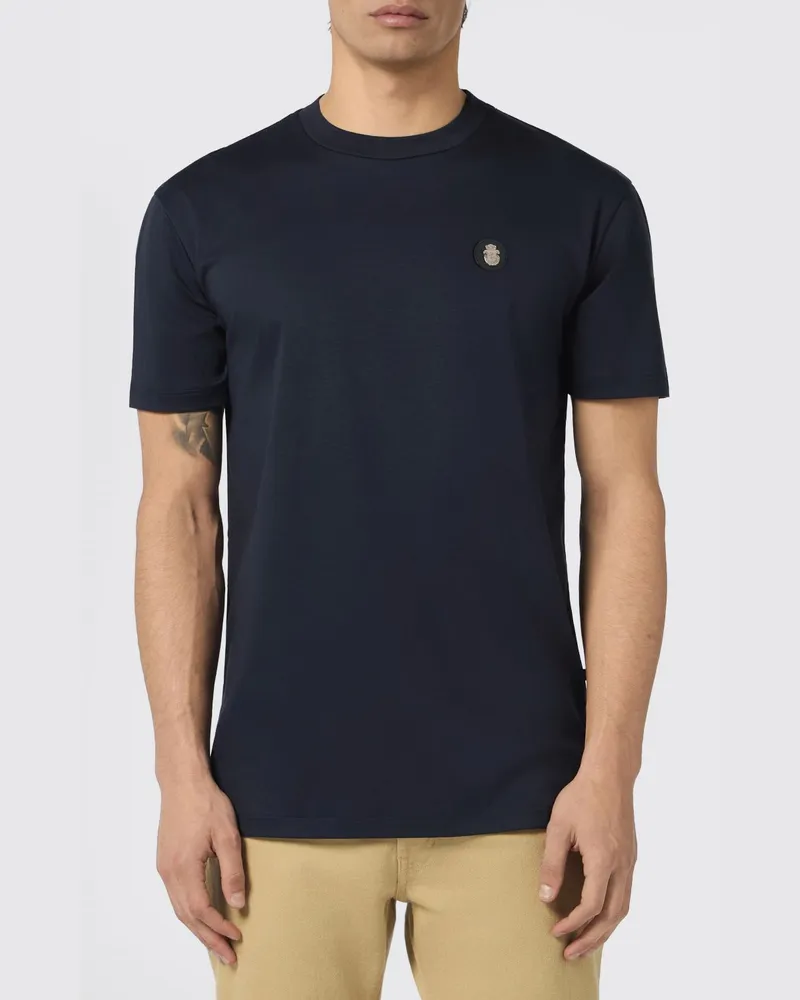 Billionaire Baumwoll-Jersey T-Shirt mit Rundhalsausschnitt und appliziertem Logo-Patch Blau