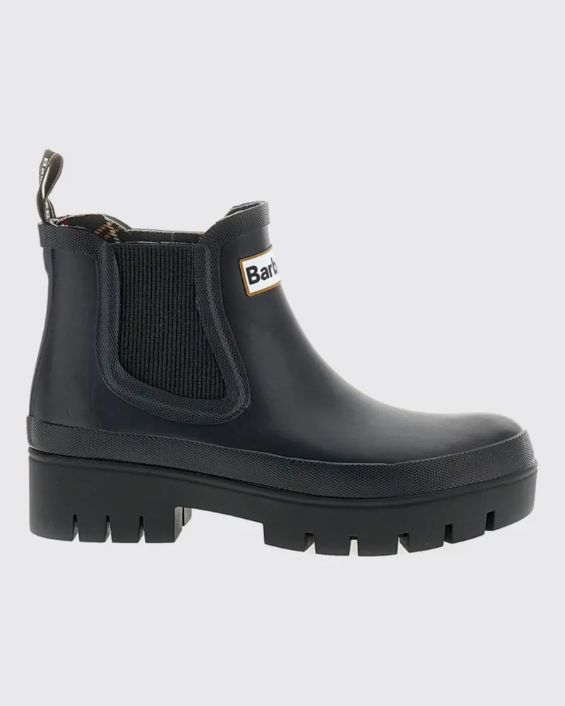 Barbour Gummi-Chelsea-Regenstiefel mit Kontrastlogo Schwarz