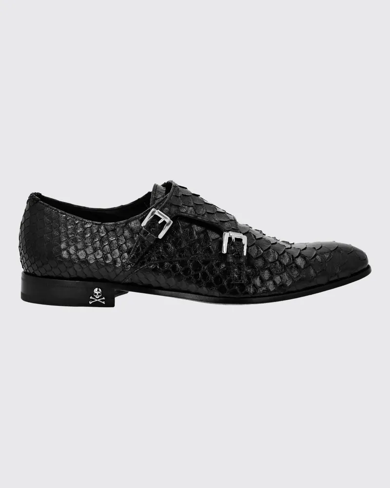 Philipp Plein Monk Strap Schuhe aus Pythonleder Schwarz