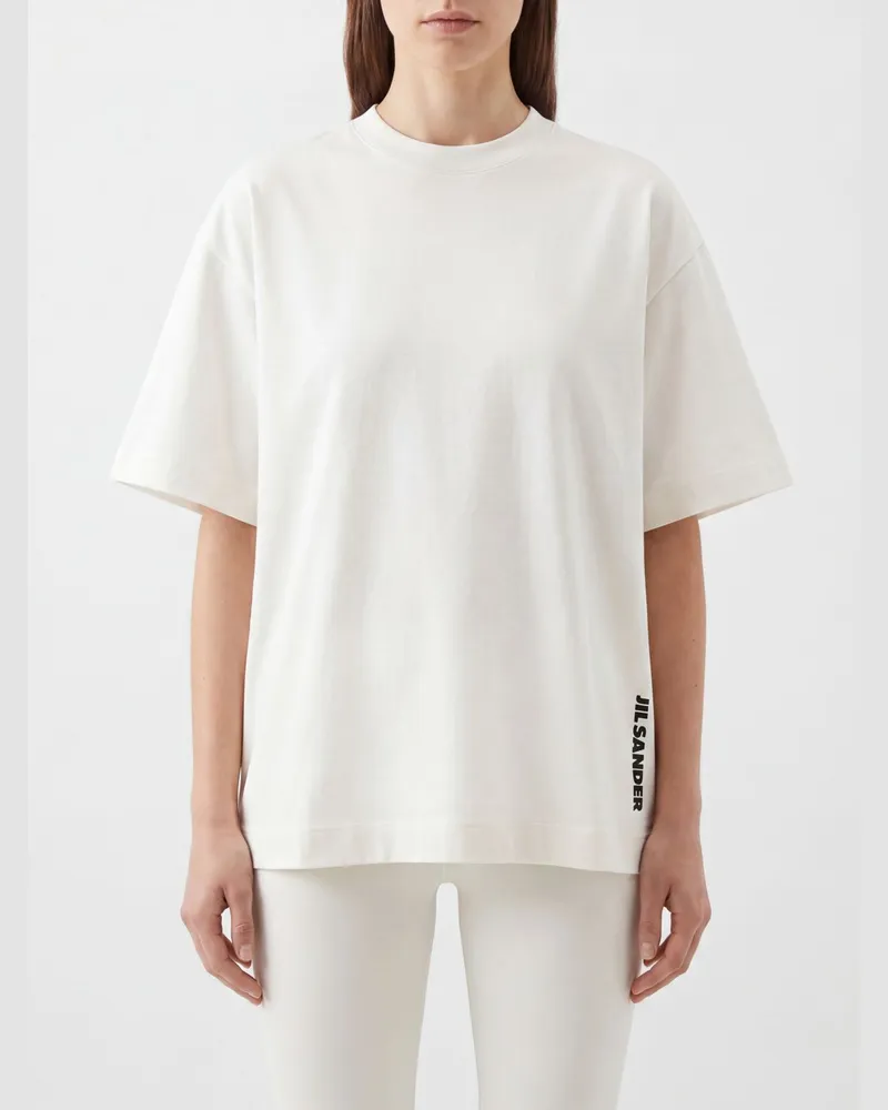 Jil Sander Relaxed-Fit T-Shirt aus Baumwolle mit Kontrast-Logo Weiß