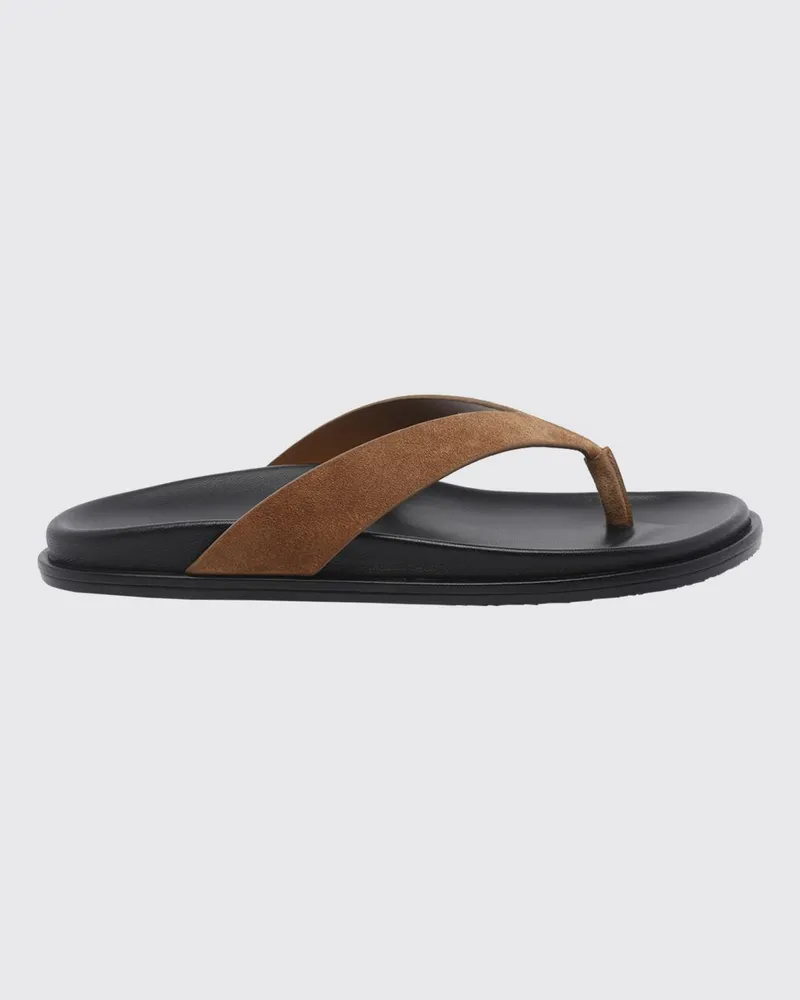 Stuart Weitzman Everley Zehentrenner-Sandalen von aus Wildleder mit niedrigem Absatz Schwarz