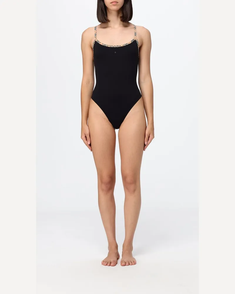 Burberry Nylon-Badeanzug von mit überkreuzten Trägern und EKD-Logo Schwarz