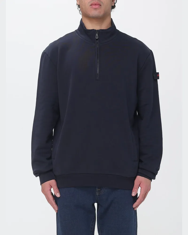 Peuterey Sportliches Sweatshirt aus Baumwolle mit hohem Kragen und halbem Reißverschluss Blau