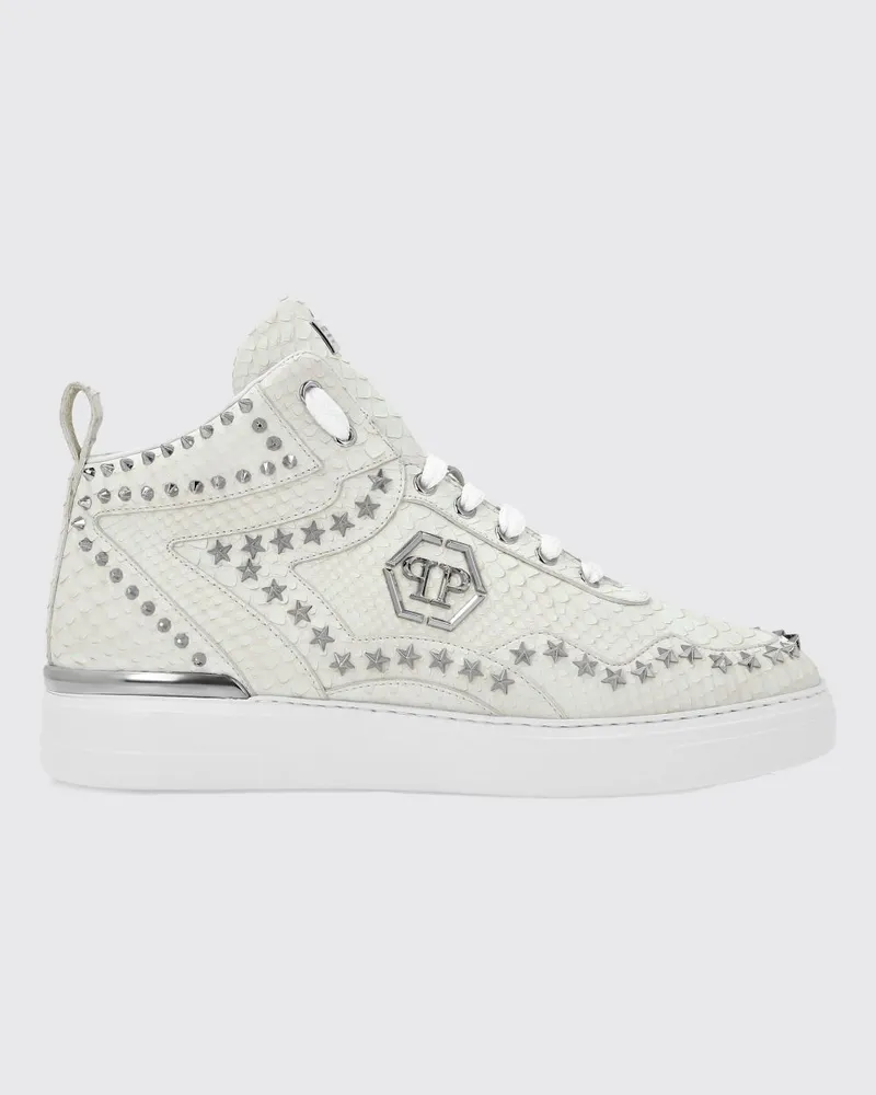 Philipp Plein Sneakers aus Pythonleder mit Sternnieten Weiß