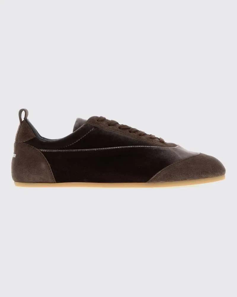 Jil Sander Etage Sneaker aus Samt und Veloursleder mit hinterer Zuglasche Braun