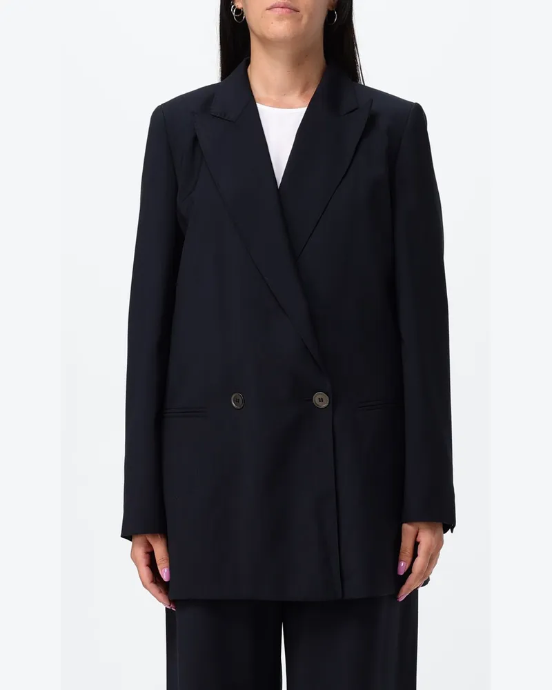Max Mara Zweireihiger Blazer aus reiner Wolle mit fallendem Revers Blau