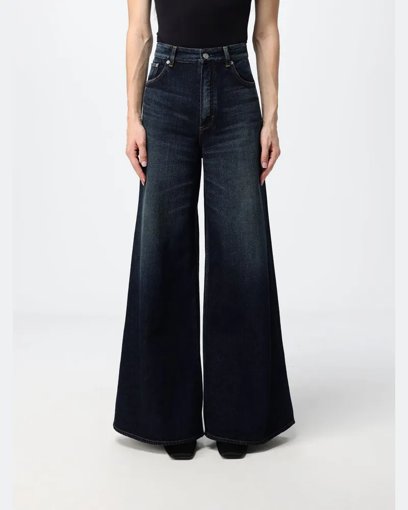 Alaïa Ausgestellte Jeans von aus Baumwolldenim mit hohem Bund und fünf Taschen Blau