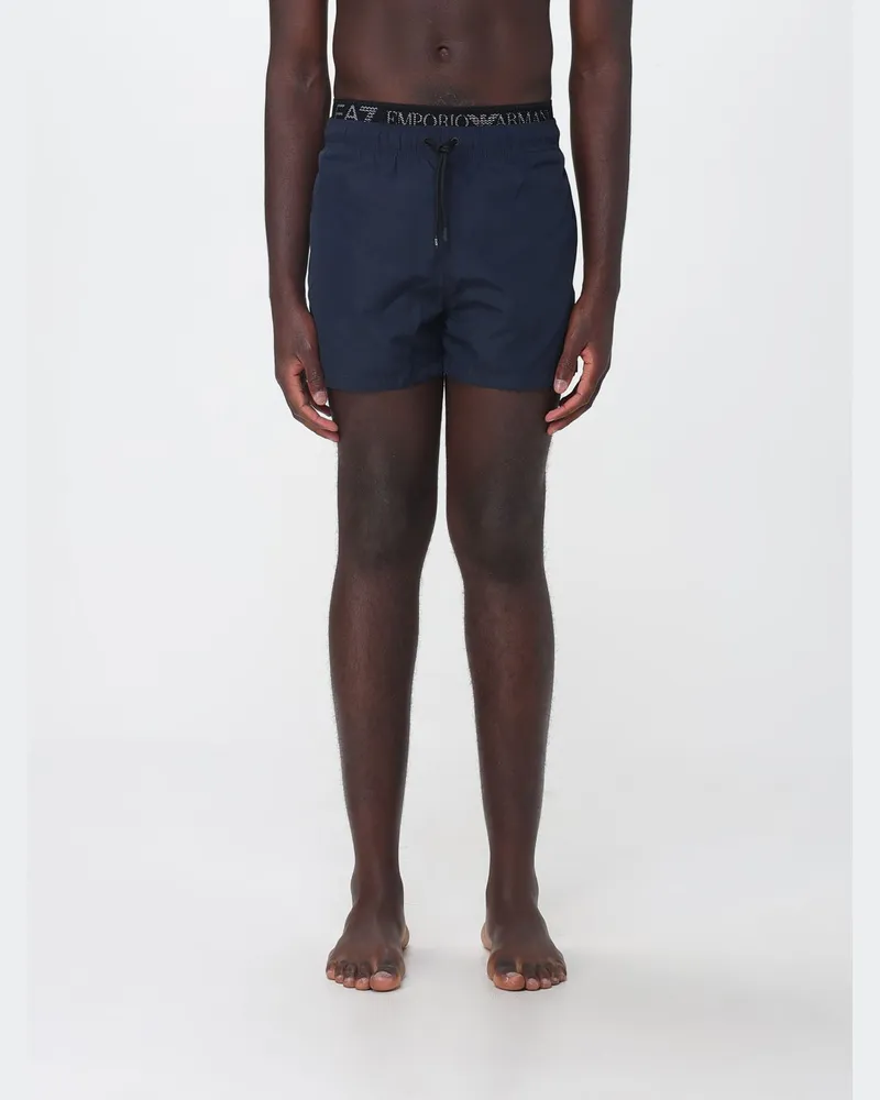 EA7 Boxer-Badehose aus Polyester Blau