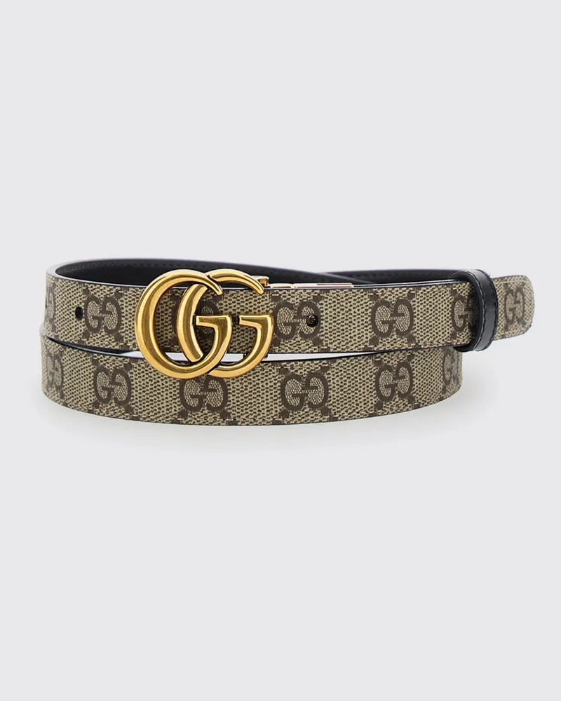 Gucci GG Marmont Wendegürtel aus Supreme-Stoff und Leder Beige