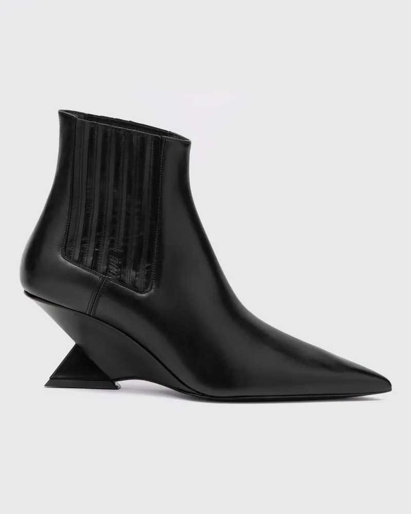 ATTICO Cheope Kalbsleder-Chelsea-Boots mit skulpturalem Keilabsatz Schwarz