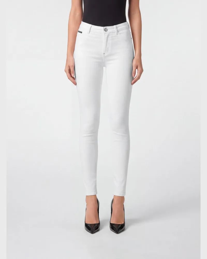 Philipp Plein Skinny Fit Jeans aus Denim Weiß