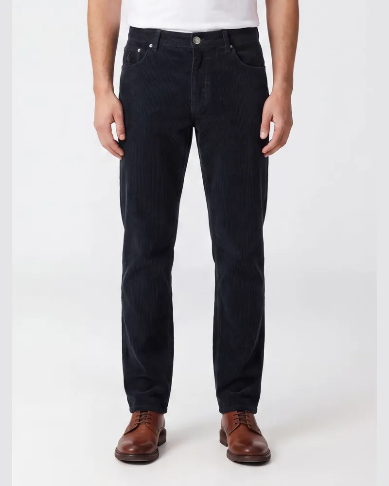 Brunello Cucinelli Slim-Fit Fünf-Taschen-Hose aus Baumwoll-Cord Blau