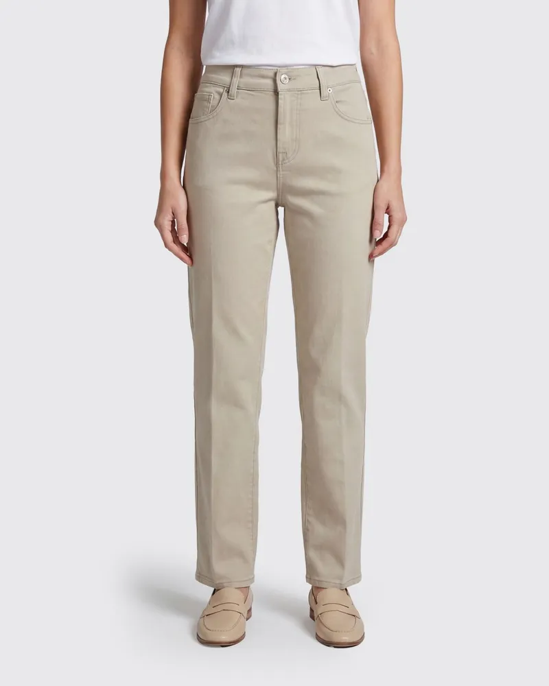 7 for all mankind Straight-Jeans von aus cremefarbenem Stretch-Baumwolldenim Cream
