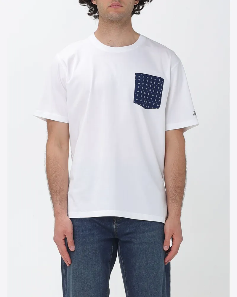 MC2 Saint Barth Baumwoll-T-Shirt mit aufgesetzter Tasche Weiß