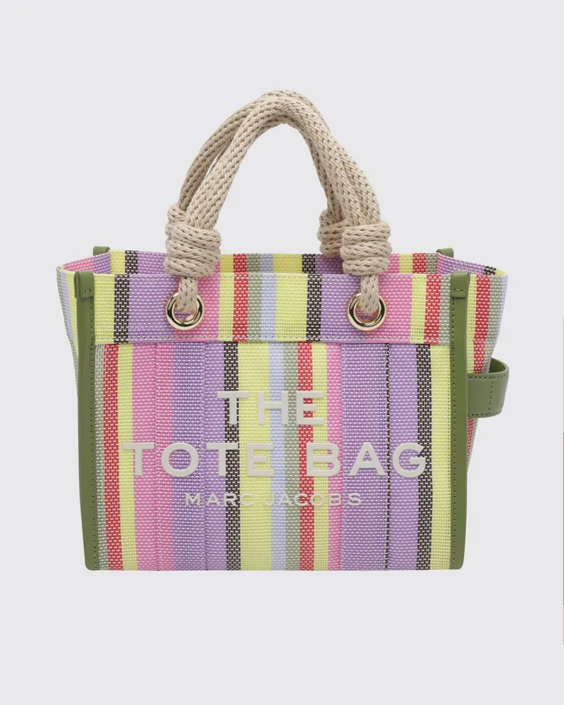 Marc Jacobs Kleine, gestreifte Tote Bag von aus Mesh mit abnehmbarem Riemen Pink