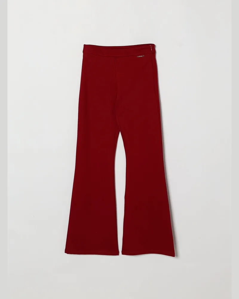 Twin-Set Ausgestellte Crêpe-Hose für Mädchen von mit hoher Taille und schmaler Passform Rot