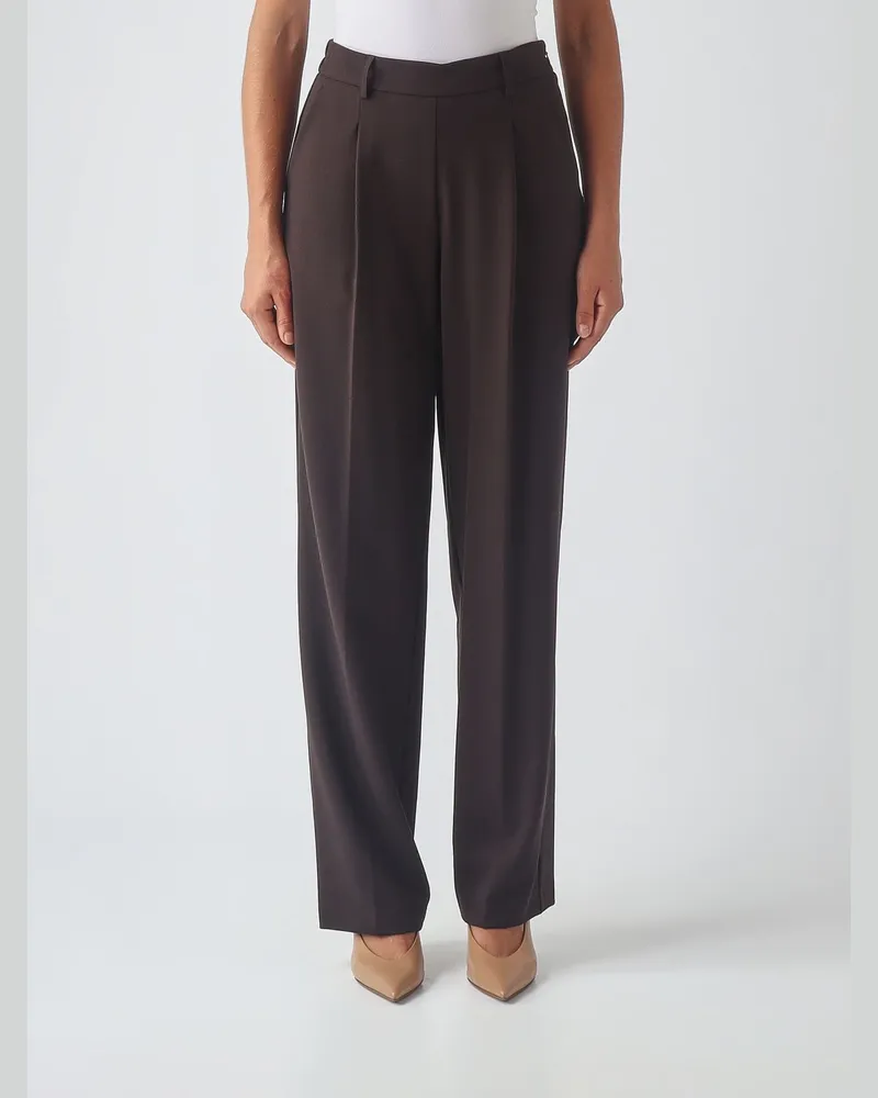 Twin-Set Weit geschnittene Crêpe-Hose von mit hoher Taille und Abnähern Braun